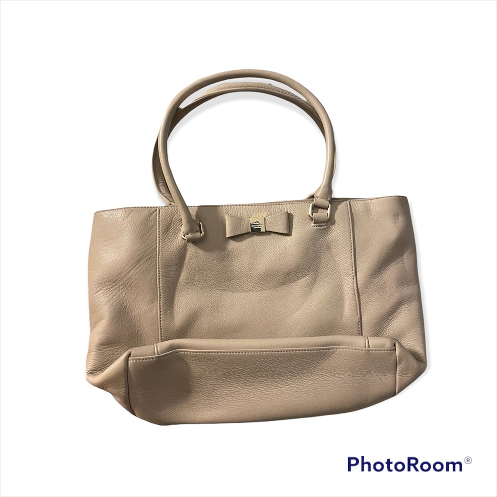 Kate Spade Leather Bow Tote Bag in Cream